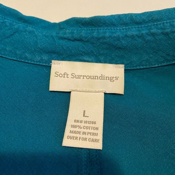 Soft Surroundings Women L Blouse Floral Embroidered Button Front Long Sleeve Top - Picture 4 of 9